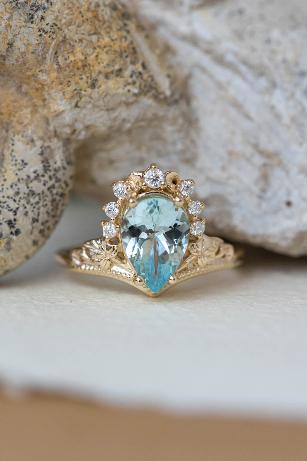 14k White Gold Genuine 1.31 Carat Aquamarine & Diamond Halo Ring – Exeter  Jewelers